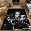"Retro Musician Playing Guitar Design" Patterned carpet, non slip mat suitable for living room and bedroom sofas