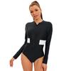 Colorblock Swimsuit Women's Backless Hollow Long-Sleeved Surfer Swimsuit