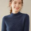 Women's Double-Strand Thickened Cashmere Sweater - Half-High Collar, Loose Fit, Autumn/Winter Pullover Knit Base Layer.