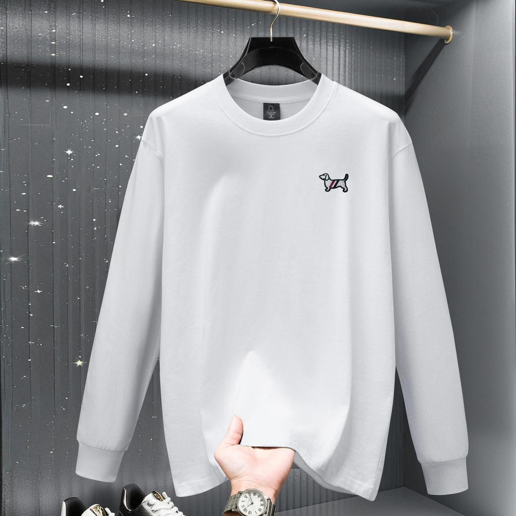 Men's 2025 Heavyweight Embroidered Long Sleeve Hoodie - Autumn/Winter Fashion Round Neck T-shirt