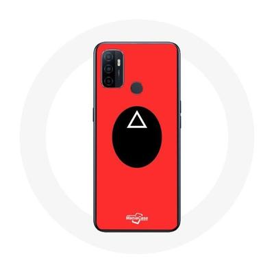 Coque - Oppo - A53 - Souple - Rouge - Squid Game Masque Soldat Triangle