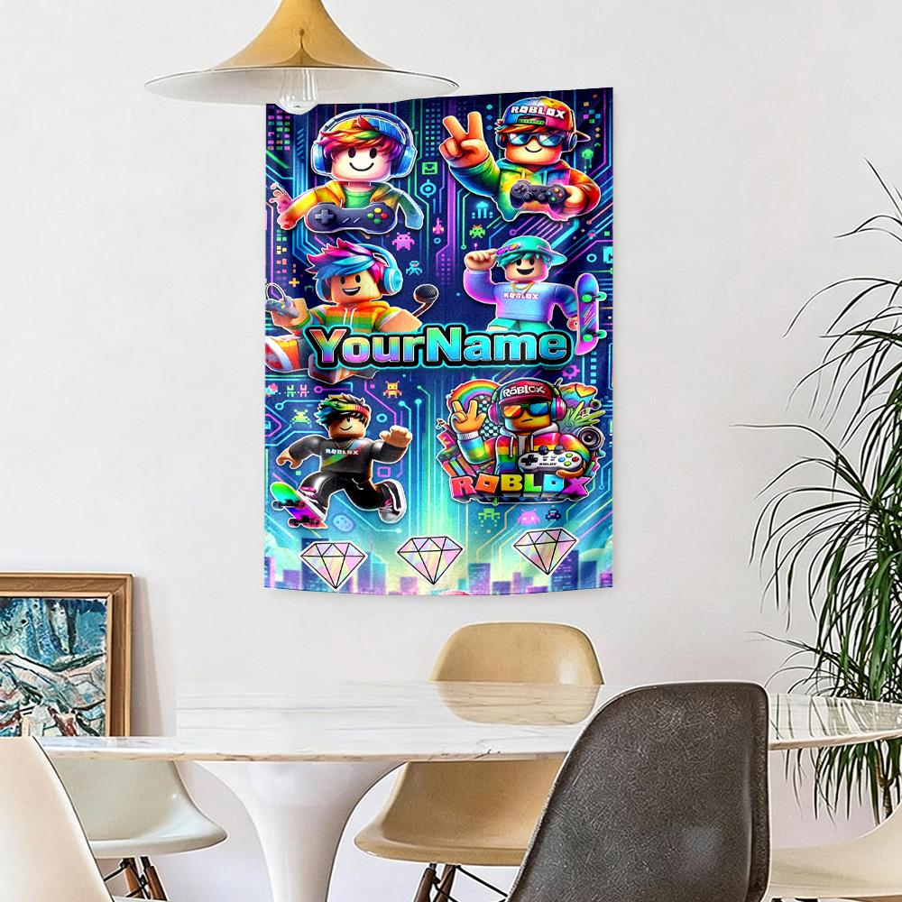 Roblox Custom Your Name Wall Decor Tapestry Art For Pet Memorial Birthdaywedding Party Backdrop Family Gift