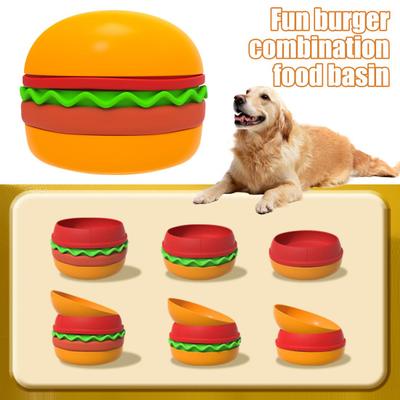 Ensemble de 5 gamelles pour animaux de compagnie en forme de hamburger, vaisselle faite à la main
