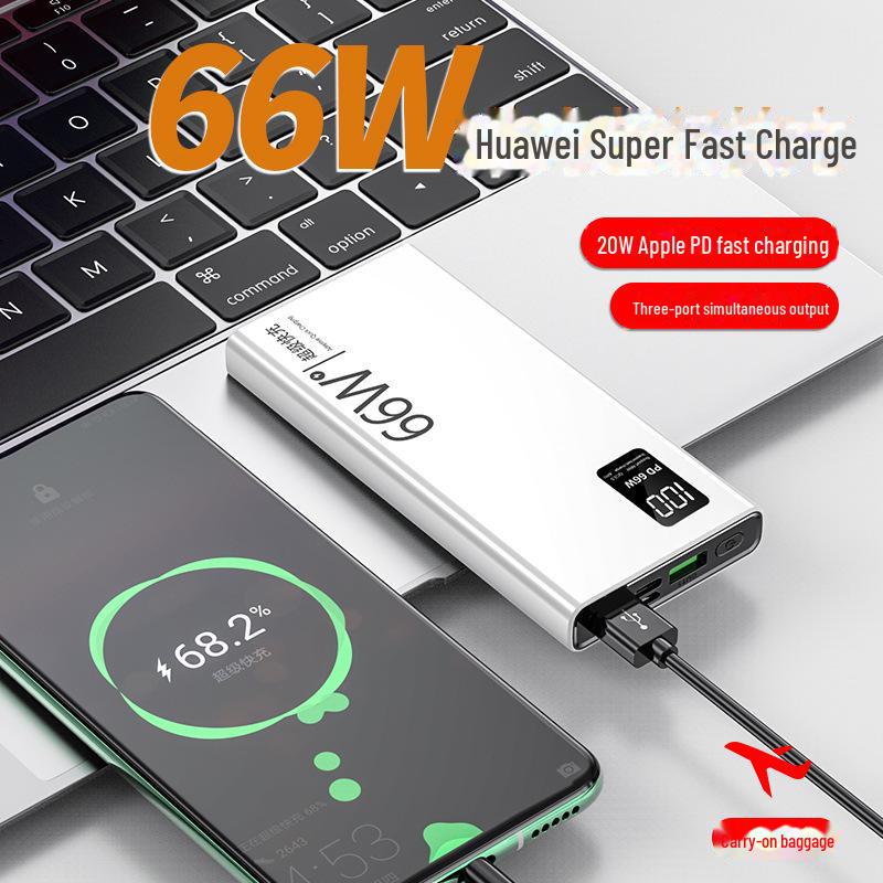 "66W Ultra-Thin 20,000mAh Fast Charging Power Bank with Customizable Logo"