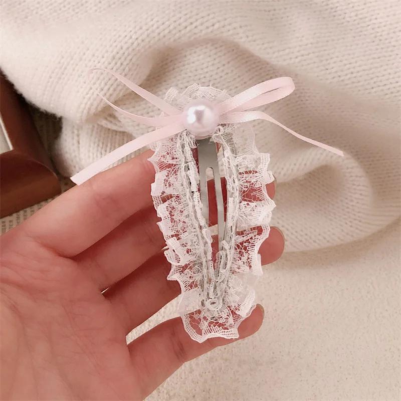 

6pcs Lace Butterfly Hair Clip Bow for Women Girl Hairpins Korean Fairy Pearl Ribbon Kpop Sweet Kawaii Cute Hairclips Accessories