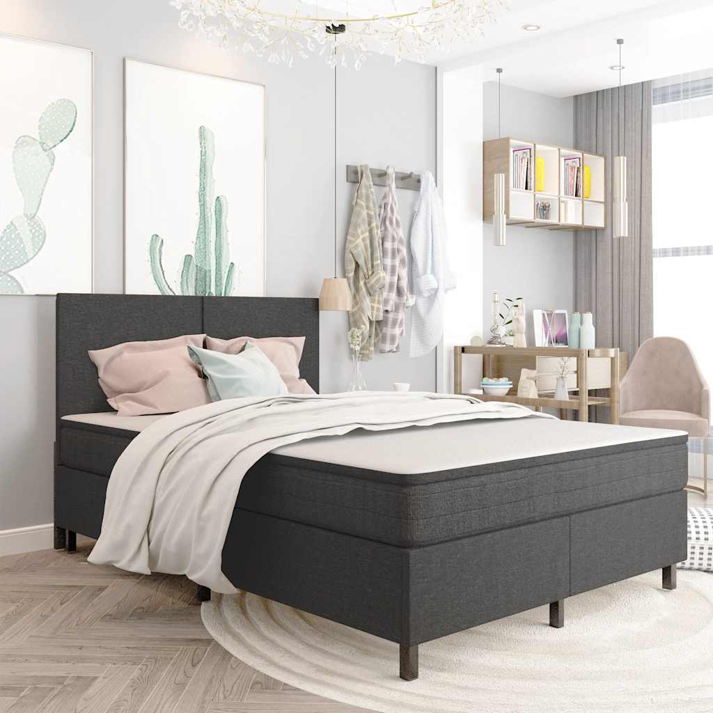 Box Spring Bed Frame Gray Fabric 160x200 cm