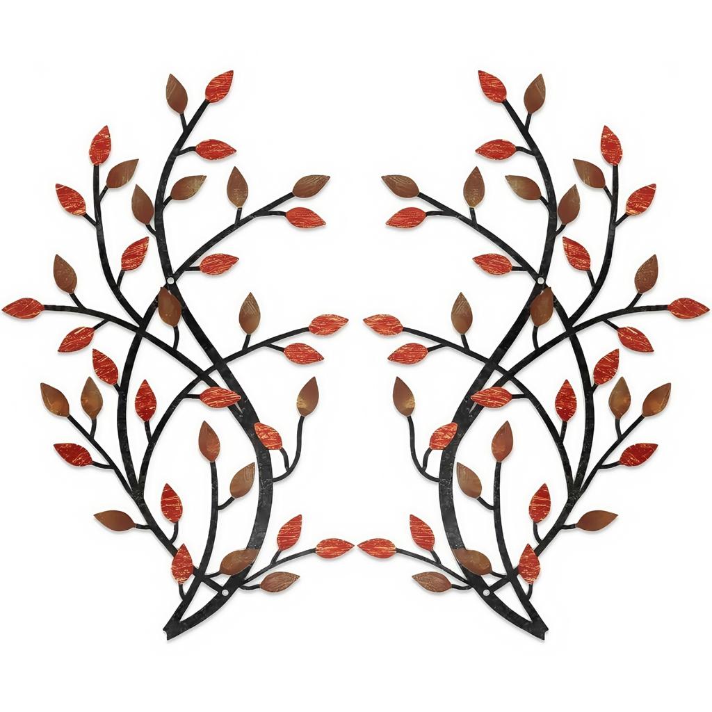 2 Pezzi Decorazione Murale Foglia d'Albero in Metallo Ramo d'Olivo Foglia Arte Murale Soggiorno, Corridoio Decorazione Murale Decorazione Esterna