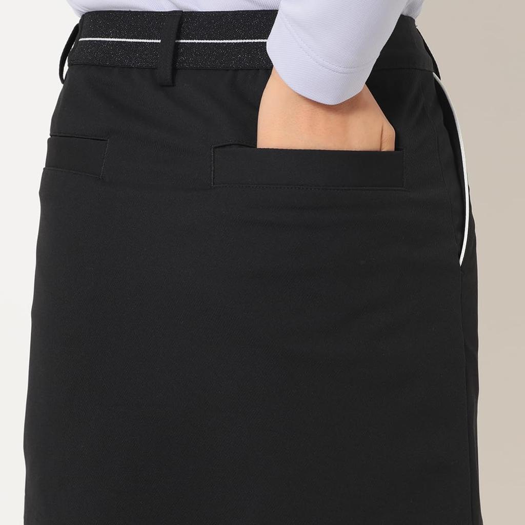 Callaway Stretch Golf Skirt with Integrated Logo Buttons On the and a Glitter Elastic Belt On the Back Women's 8-Way Shorts, Front, (C25228201, Black)