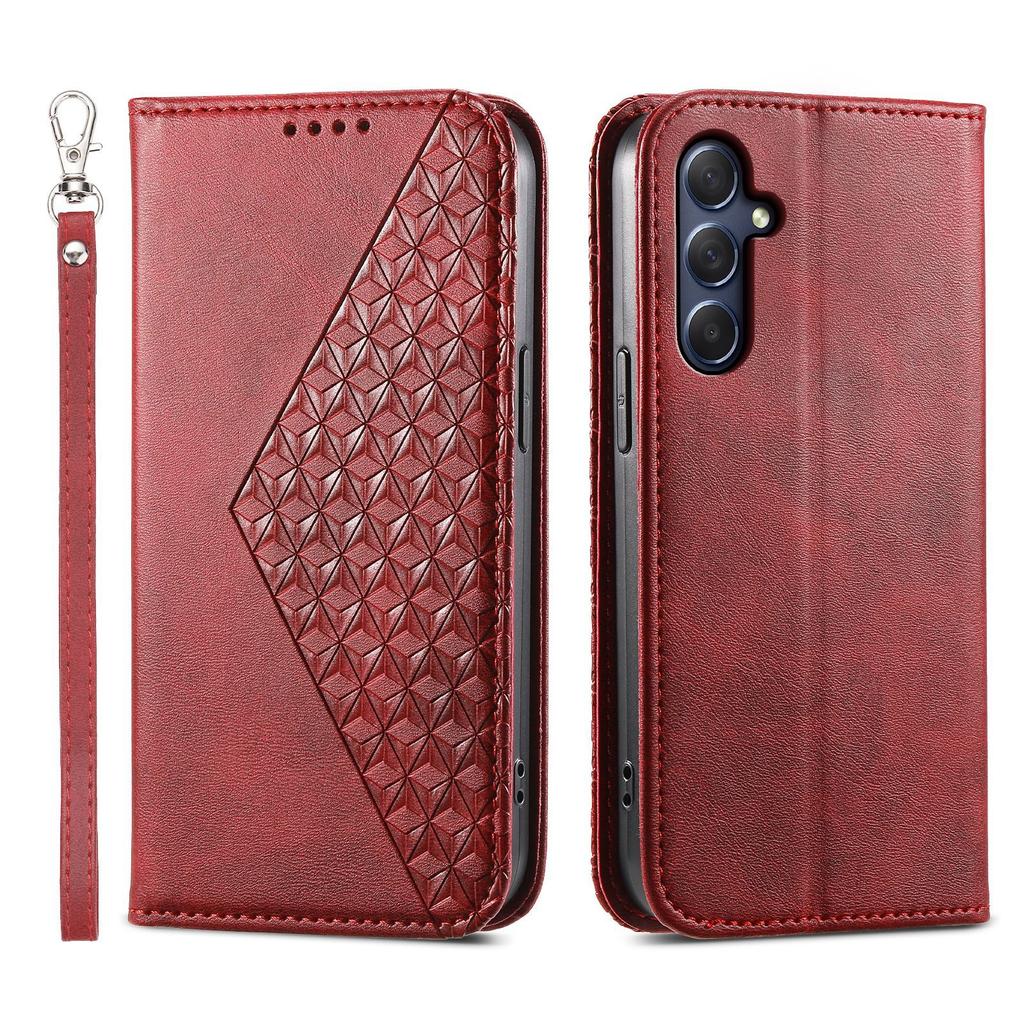 Applicable to Huawei URA 80ULTRA rhombus calf pattern leather case Honor 600Pro clamshell business suction case