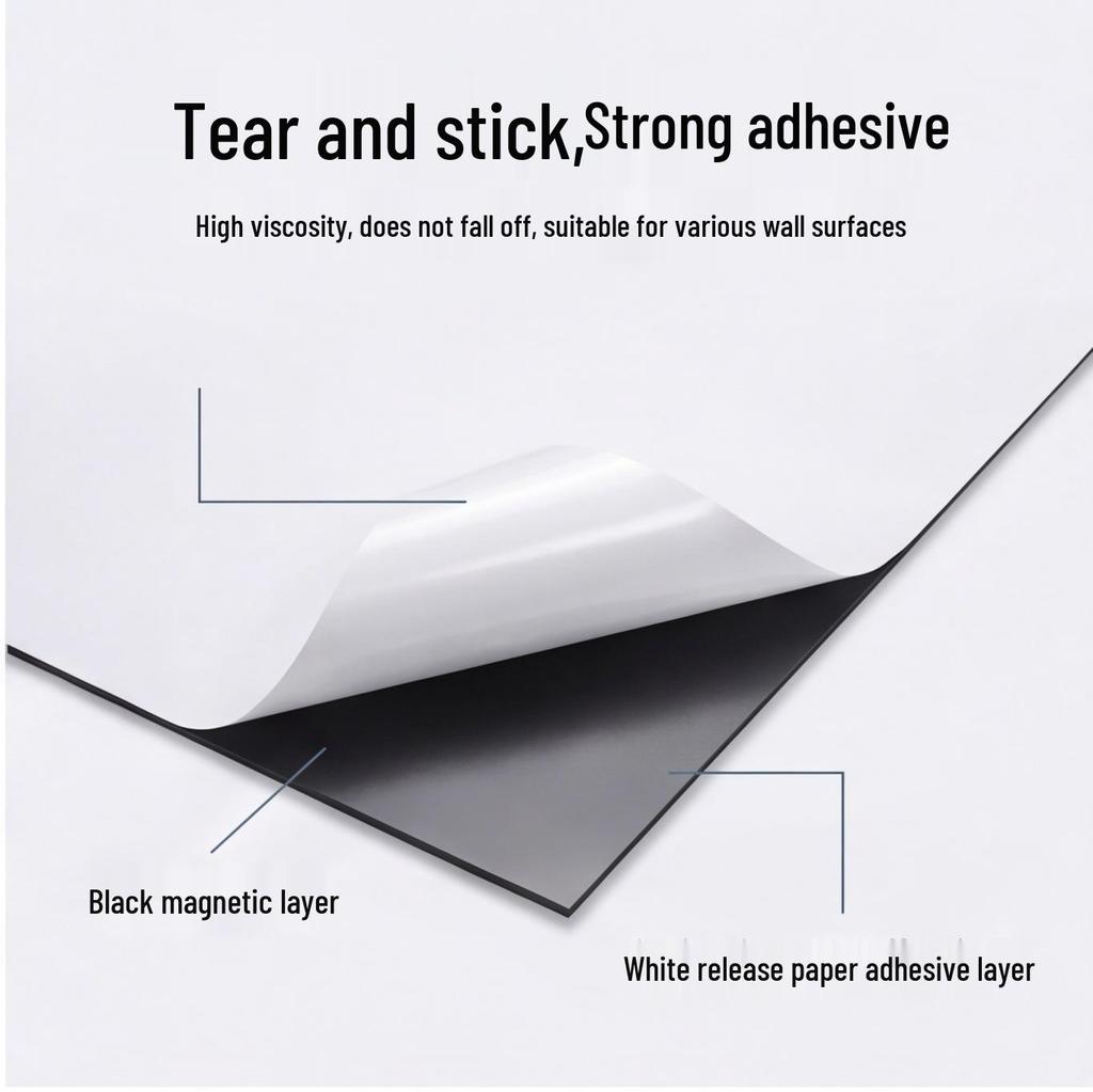 Magnetic A4 Rubber Sheet with Strong Adhesive - Black Board Teaching Aid Sticker