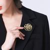 Women Brooch High-Gloss Rhinestone Inlay Sparkling Hollow Camellia Design Lapel Pin Non-Slip Buckle Scarf Badge Clothing Bags Accessories