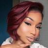 African New Short Curly Hair Wig, European and American Women's Wig Burgundy Free Division Bobo Head Full Headgear In Stock