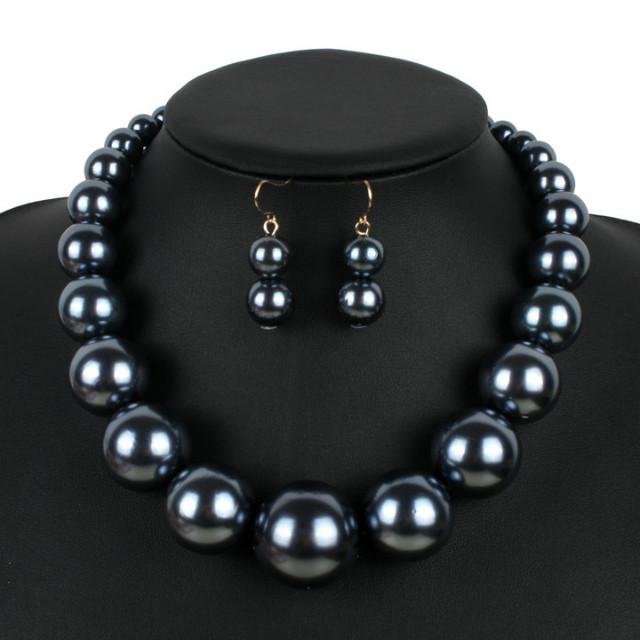 

Роскошные круглые большие искусственные жемчужины ожерелье и серьги комплекты ювелирных изделий для женщин заявление чокер новые модные ожерелья комплект ювелирных изделий серый