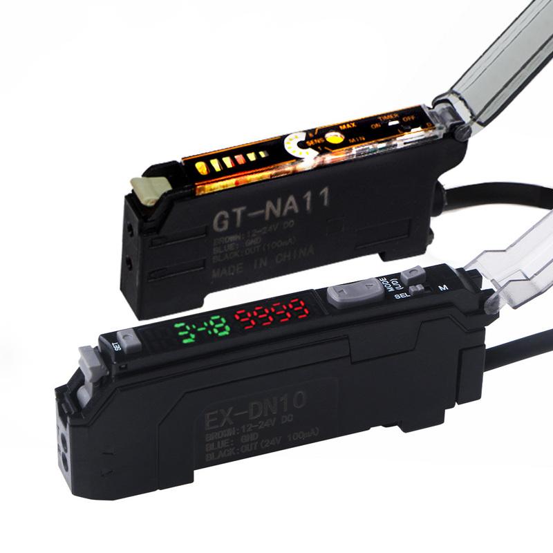 GTRIC Through-Beam Matrix Array Fiber Optic Sensor Set With Digital Display Amplifier 12-24V DC PNP Fast Response Optical Switch