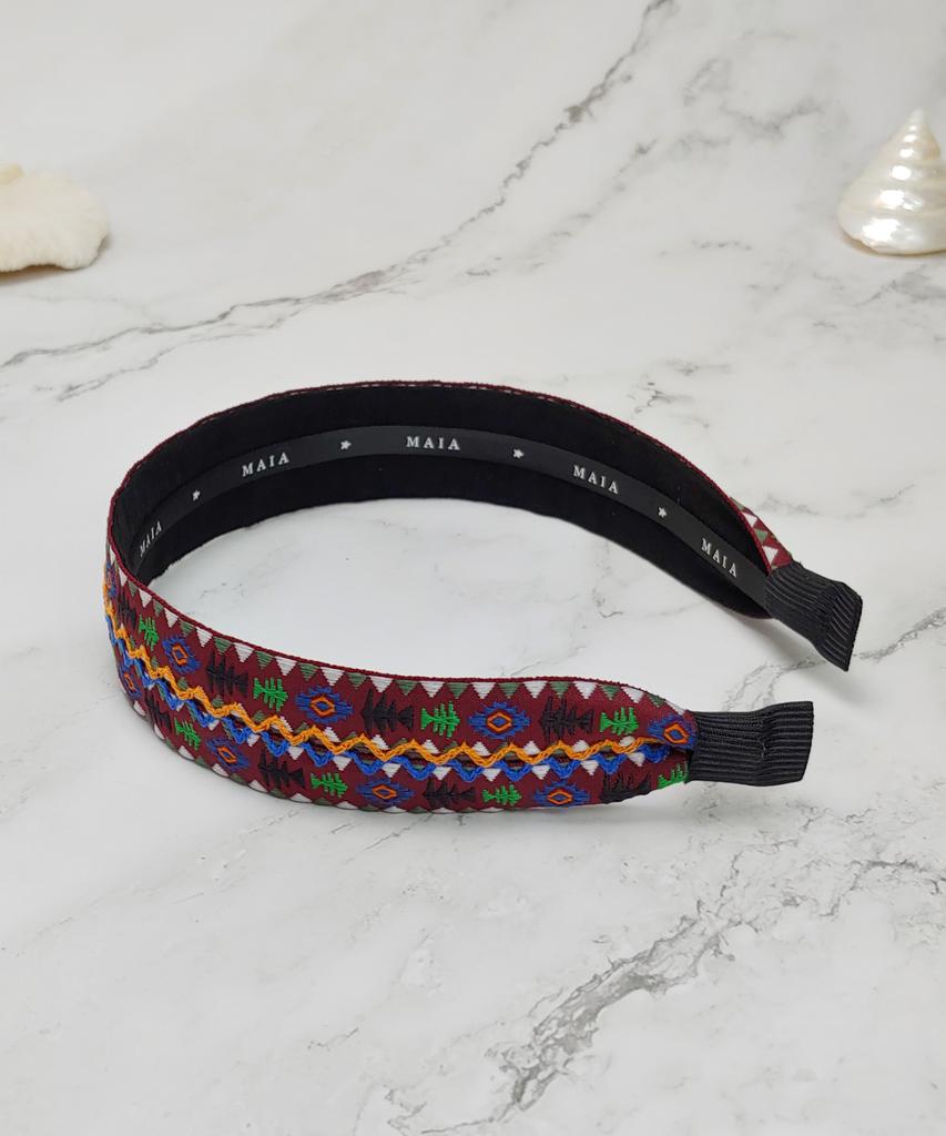 Maia Geometric Pattern Headband-Green