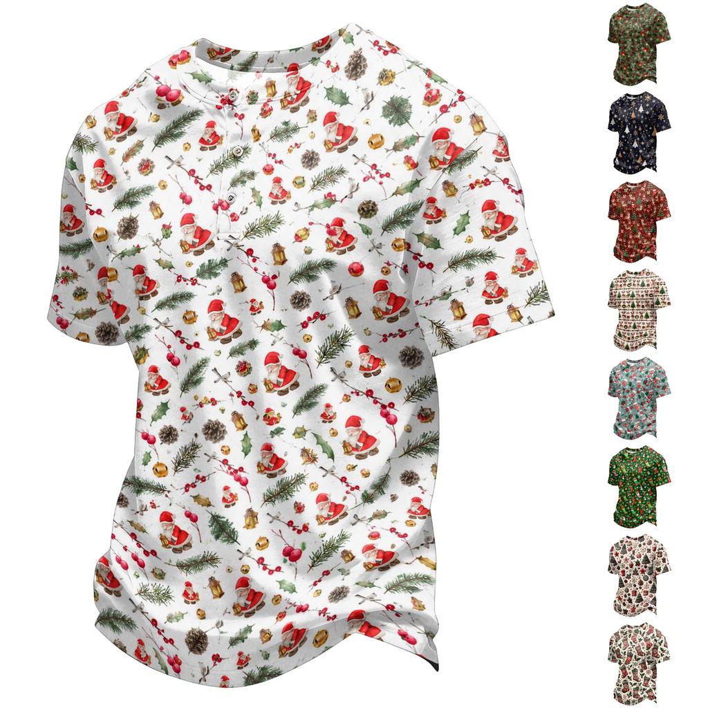 Herren Quick Dry Kurzarm T-Shirt mit Rundhalsausschnitt und Weihnachtsdruck
