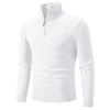 Men S Solid Color Half Zip Stand Collar Long Sleeve Knit Sweater