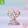 Heart Series Beaded Combination Diy Bracelet Accessories 925 Silver Light Luxury Jewelry Pink Valentine'S Day Gift