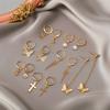 7 Pairs Of Women Earrings Alloy Creative Simple Butterfly-shape  Earring Set