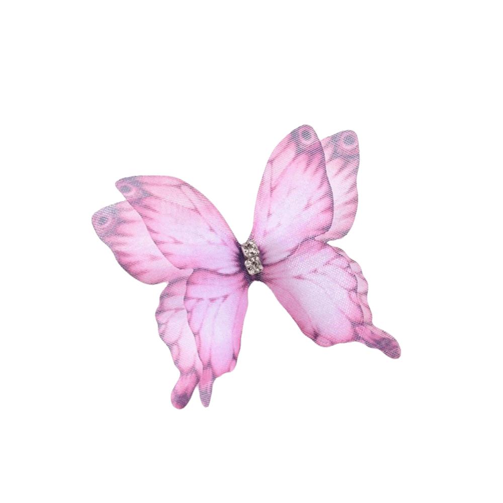 50Pcs 3D Organza Fabric Butterfly Appliques Double-layer Colorful Chiffon Butterfly Embroidered Patches Translucent