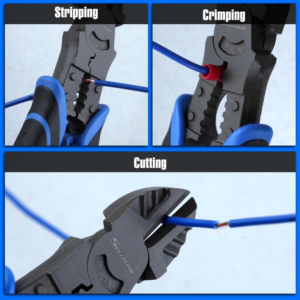 SPEEDWOX Pliers and 180mm Power Diagonal Cutting Power Precision Crimping Bolt Long Nose Wire Hand for Iron Home Car Steel Wire Spring Lock 3-Piece