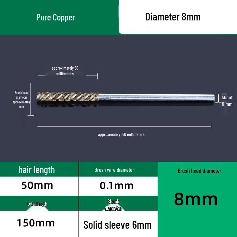 Industrial Rust Removal and Polishing Brush with Handle - Stainless Steel and Copper Wire for Inner Hole Sanding