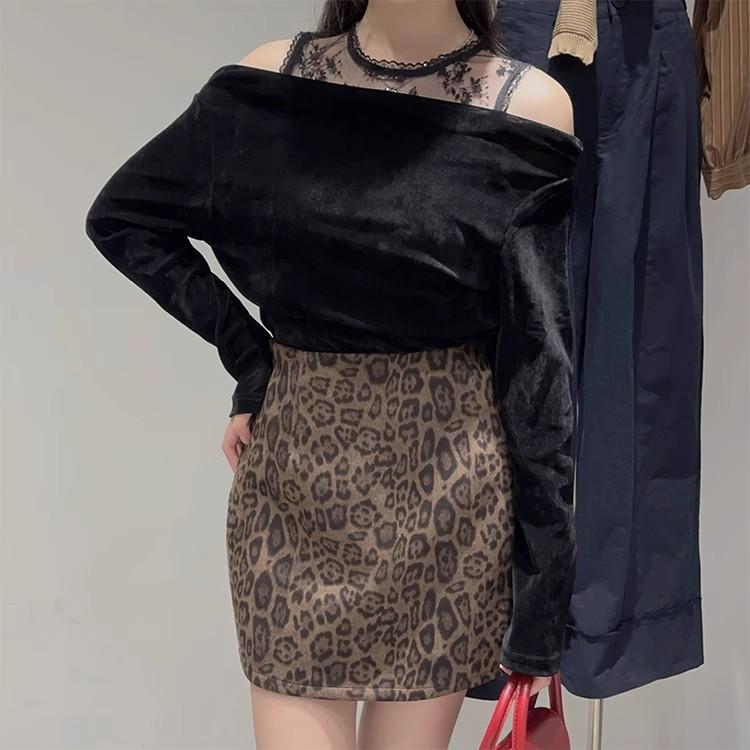 Women's Autumn Leopard Print High-Waisted Slimming Midi Skirt - Fashionable, Versatile, and Youthful
