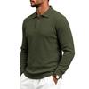 Men S Long Sleeve Polo Shirt Casual Fitted Jacquard Solid Color