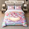 Unicorn Theme Custom Text Or Name 3Pcs Bedding Set 1 Flat Sheet & 2 Pillowcases Personalized Home Bedding