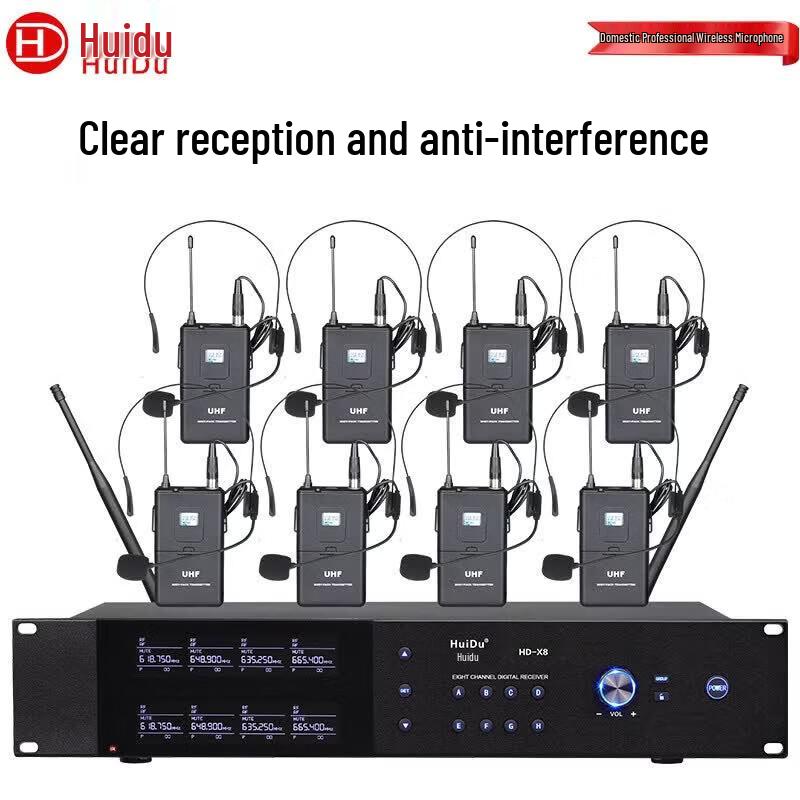 HuiDu Professional 1-to-8 Wireless Microphone System (CN version)