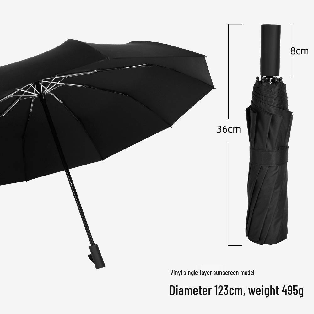 

Titanium Silver Black Dual-Use Umbrella: Extra Large, Three-Fold, Anti-UV, Sun Protection, Rain or Shine, Custom Logo.