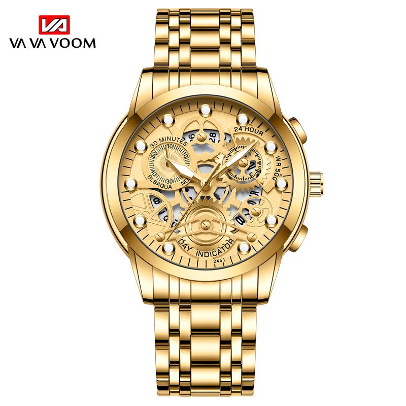 VA VA VOOM Men's Hollow Wrist Watch Student Waterproof Men's Watch Luminous Internet Celebrity Watch