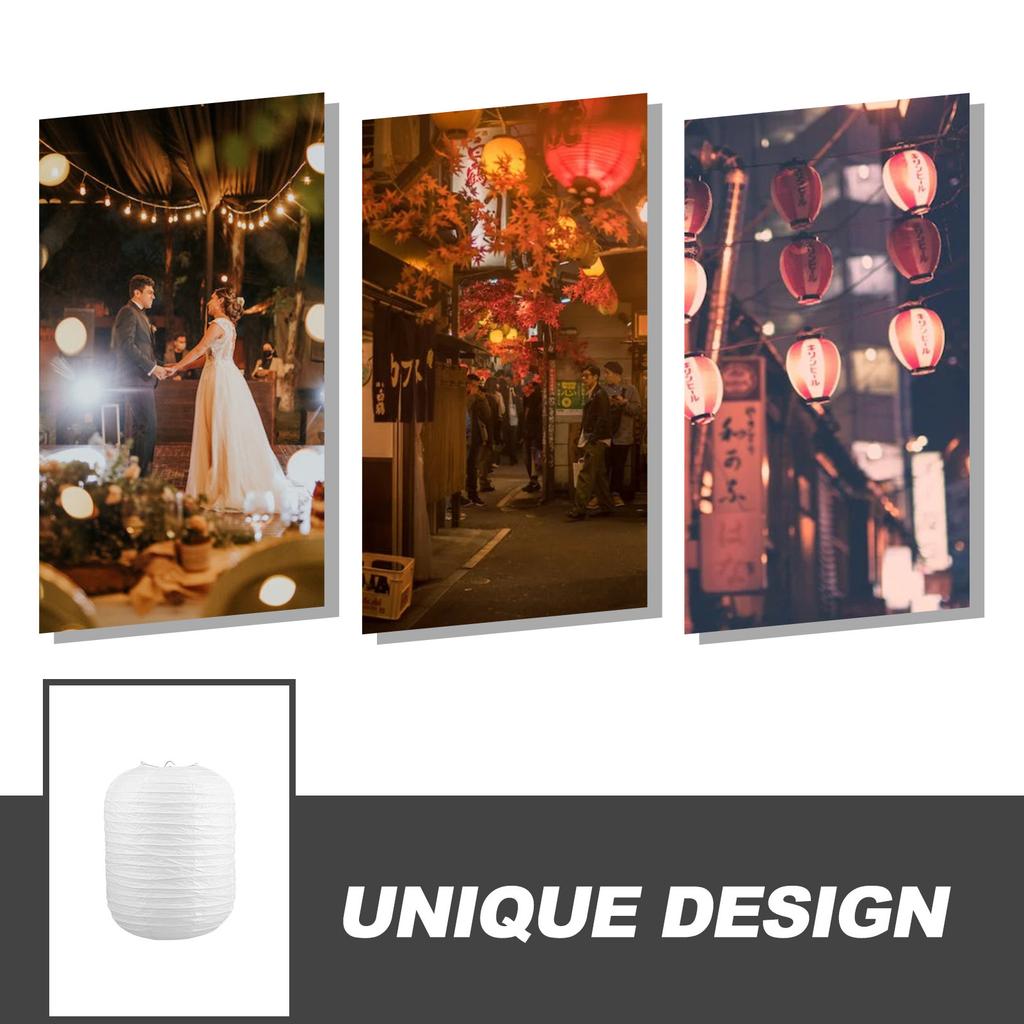 Paper Lantern Folding Lampshade Decorative Hanging Lamp Shade for Party Festival White Paper Lantern 20Cm Width 24Cm Height