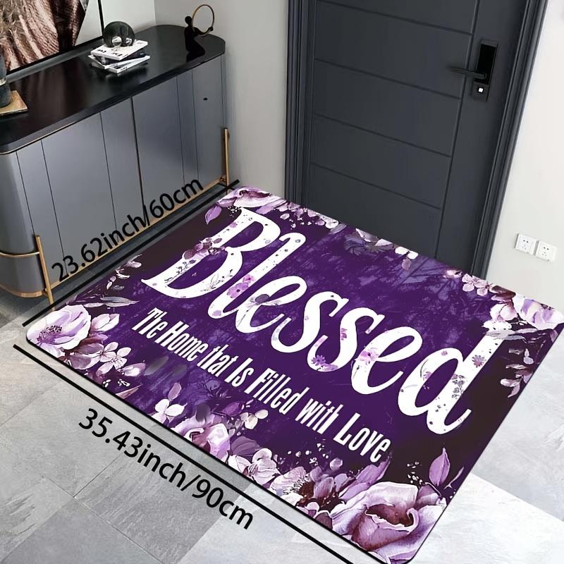 1pc Blessing Full of Love Home Wreath Living Room Carpet Bedroom Carpet Indoor Door Mat Machine Washable Entrance Door Mat Decorative Carpet