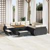 13-piece Garden Sofa Set with Black Poly Rattan Acacia Cushions, 3-piece Garden Dining Set 3363875
