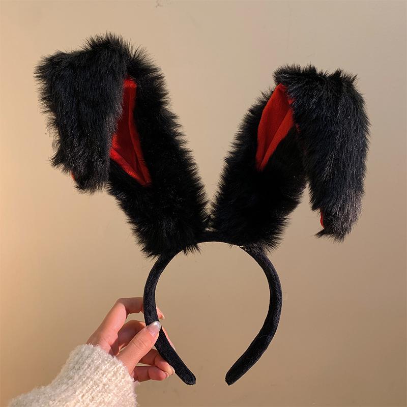 Bandas para el pelo de felpa con orejas de conejo largas para niñas, accesorios para la cabeza, diadema, accesorios para vestido, mujer, niña, cosplay, lolita, cosplay, accesorios para el pelo