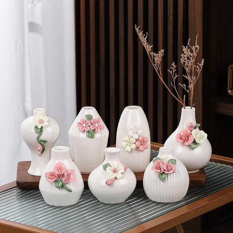 Mini vază vază ceramică cu flori în relief porțelan artizanat accesorii aranjamente florale hidroponie terariu decorare acasă