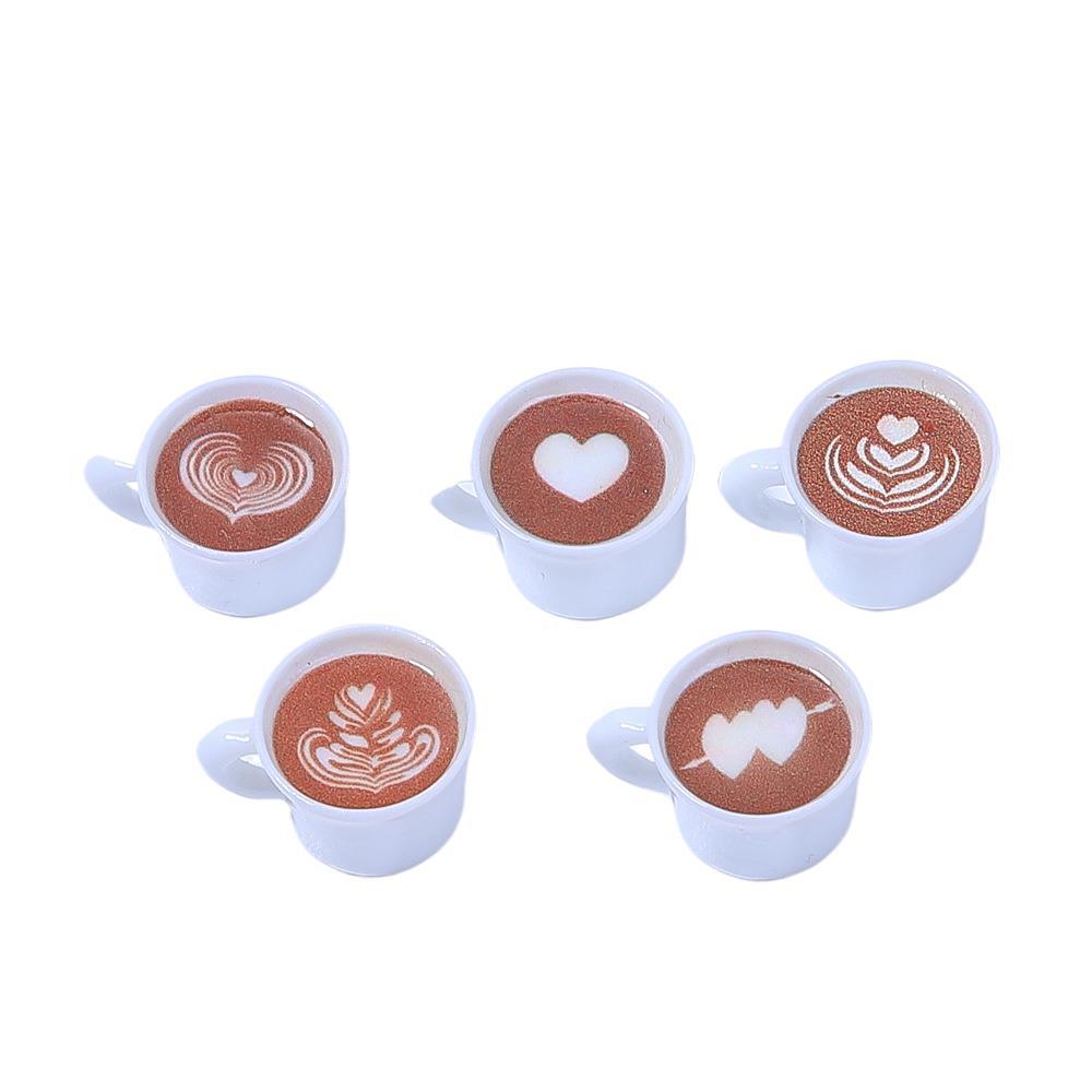 Handmade Heart-Shaped Latte Art Coffee Cup Toy, DIY Ornament, Cream Glue Accessories, Resin Parts