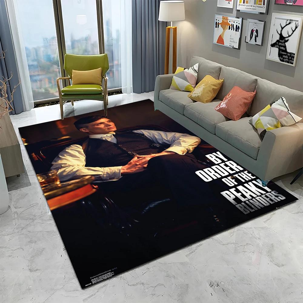 HD Tommy Shelby 3D P-Peaky Blinders Carpet Rug for Home Living Room Bedroom Sofa Doormat Decor,kids Area Rug Non-slip Floor Mat