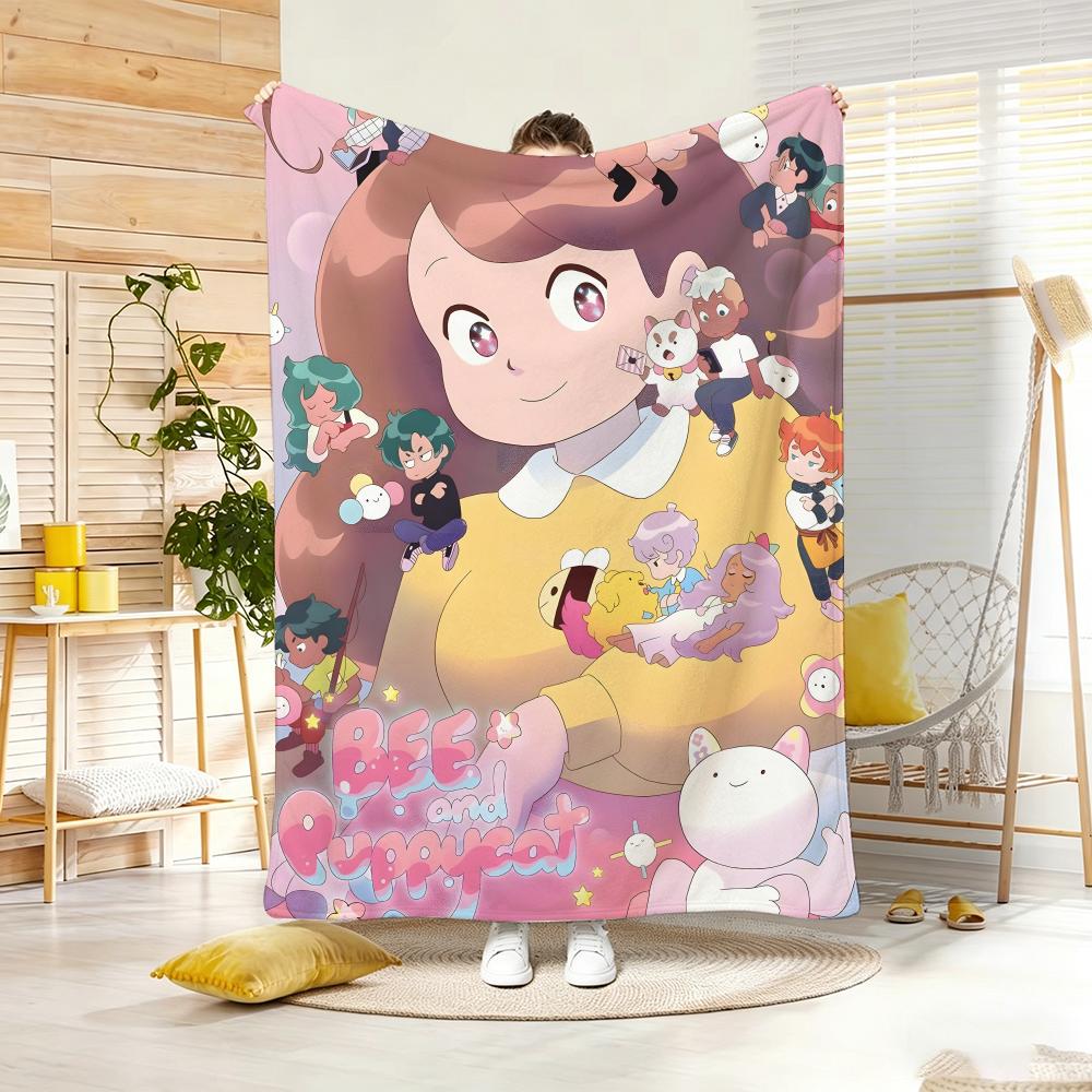 Animation B-BeeS and PuppyCatS Throw Soft Warm Throw Blanket for Bedroom Living Room Bed Travel Camping Picnic Gift