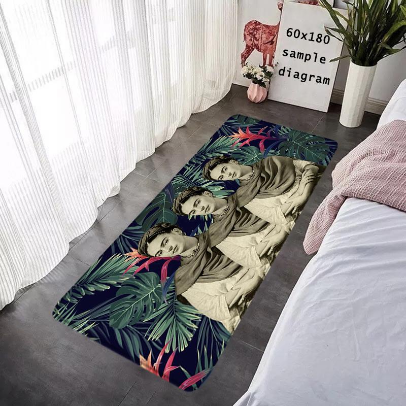 Doormat Flannel Floor Mat Indoor Foot Rug F-Frida K-Kahlo Bedside Mats Kitchen Corridor Absorbent Carpet Ideal for Balcony Decor