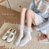 Girls' Spring and Autumn Socks with Lace Bows, Girls' Lolita Mid-calf Piles, Autumn and Winter Ballet-style Student Socks