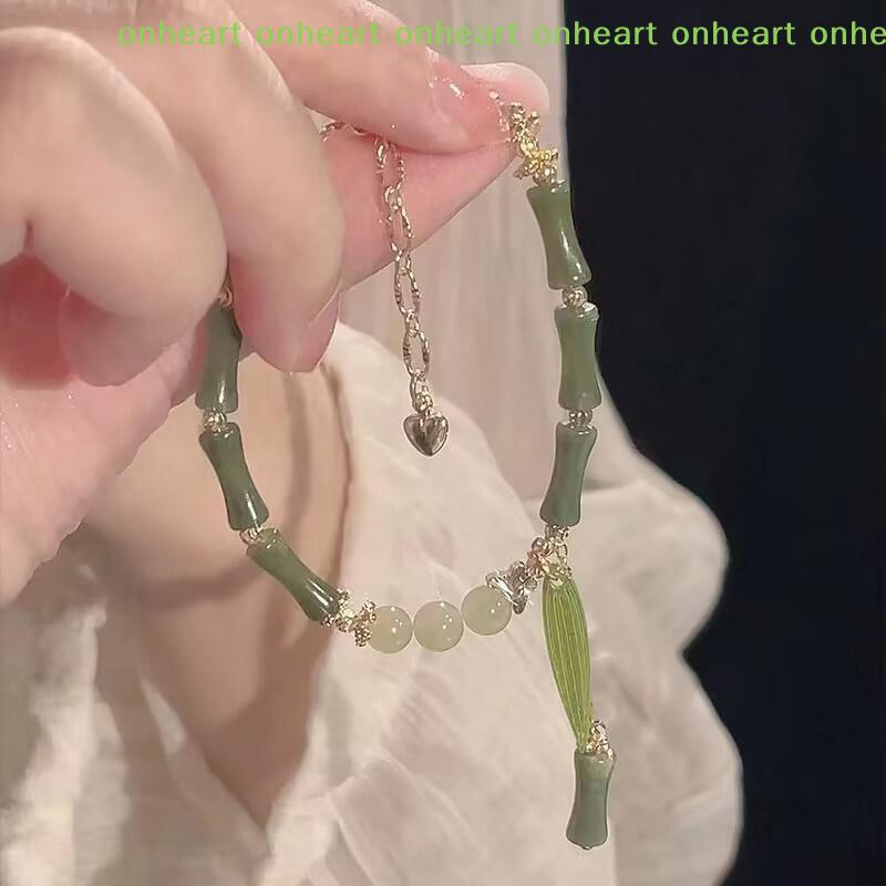 [C]Kreatives Grünes Bambusperlen Armband Retro Chinesischer Stil Einfaches Mode Armband Für Frauen Schmuck Zubehör Geschenk