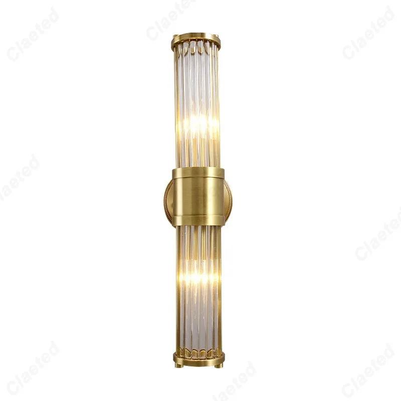 LED Minimalist Retro Full Copper Bedroom Bedside Wall Lamp Indoor Living Room Staircase Corridor Luxurious Decorative Lighting