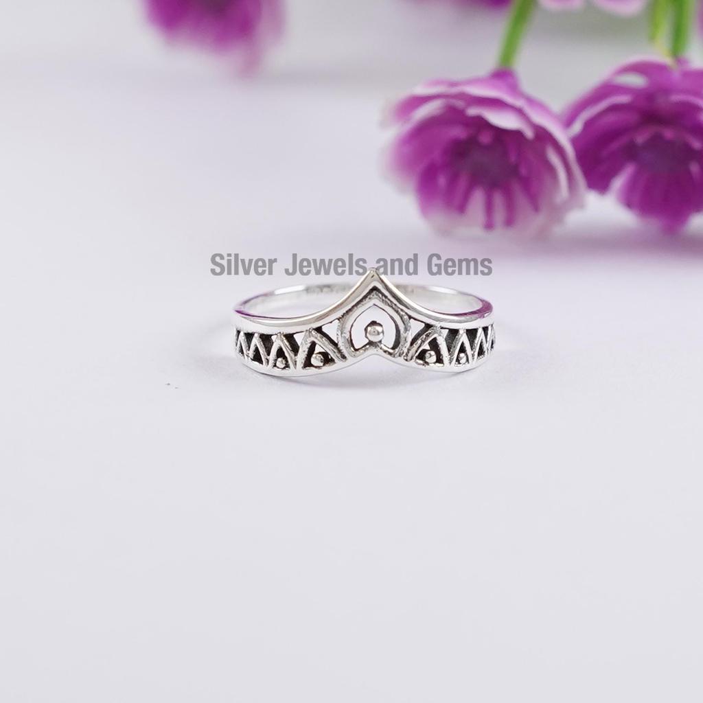 925 Sterling Silver Crown Ring, Handmade Ring, 925 Sterling Silver Ring, Birthday Ring, Plain Silver Ring, Crown Design Ring