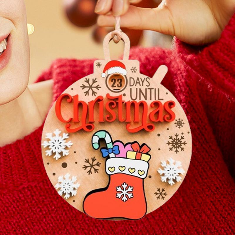 Rotating Christmas Countdown Calendar Long-lasting Festive Decor Wooden Christmas Tree Ornaments For Kids Adults Women New Year