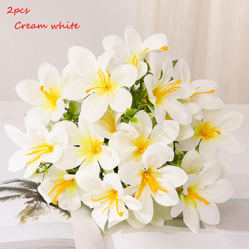 2PCS Simulated 5-forked, 10-headed colorful lilies, wedding and home decorations, artificial daffodils and orchids.