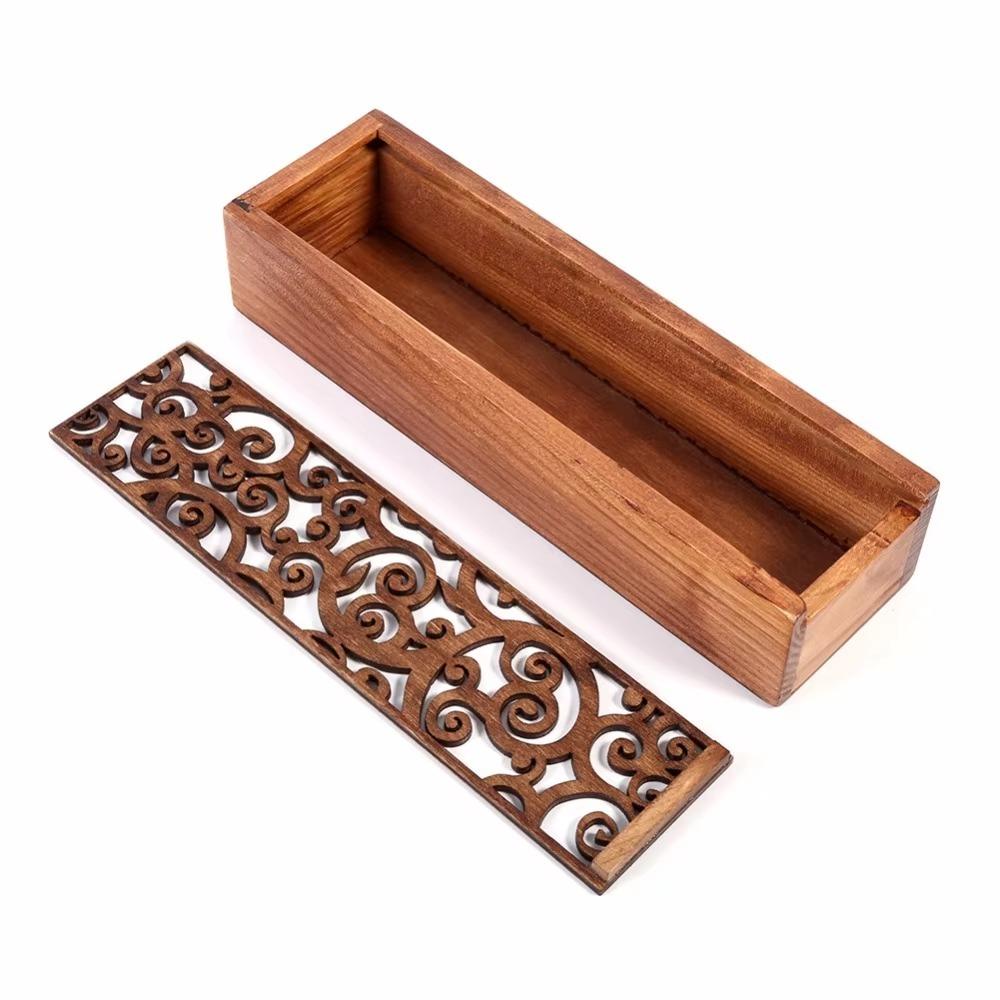 Portable Stationery Box Hollow Pencil Case High Quality Wooden Pencil Box  Desk Storage Accessories