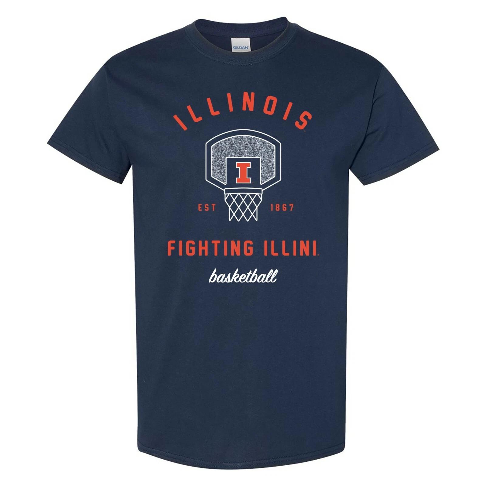 University of Illinois Fighting Illini Basketball Net T Shirt - Navy XL