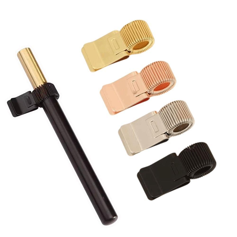Multi-functional Spring Pen Clip Metal Pencil Holder Portable Metal Pen Holder  Stationery Supplies